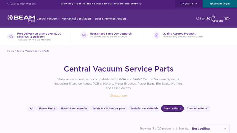 Beam & Smart Central Vacuum Replacement Parts
