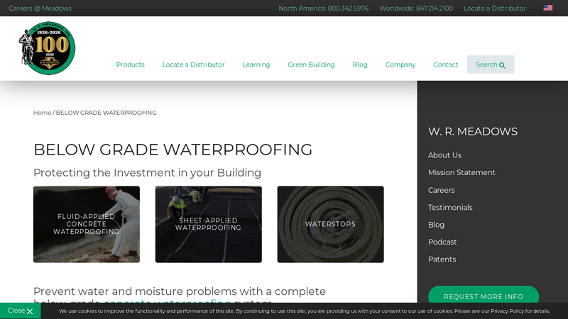 Below Grade Waterproofing Systems and Products