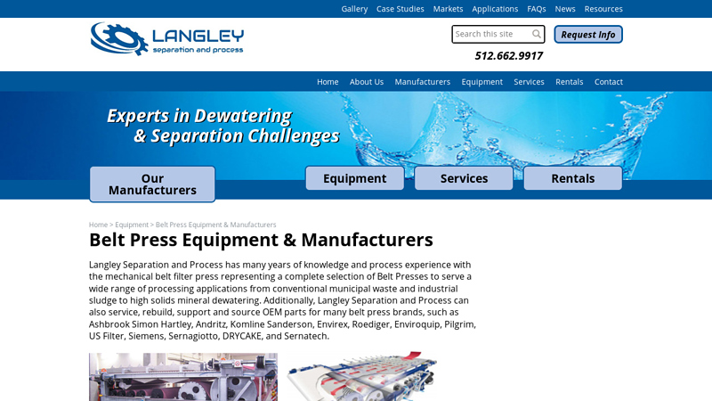 Belt Press Equipment & Manufacturers