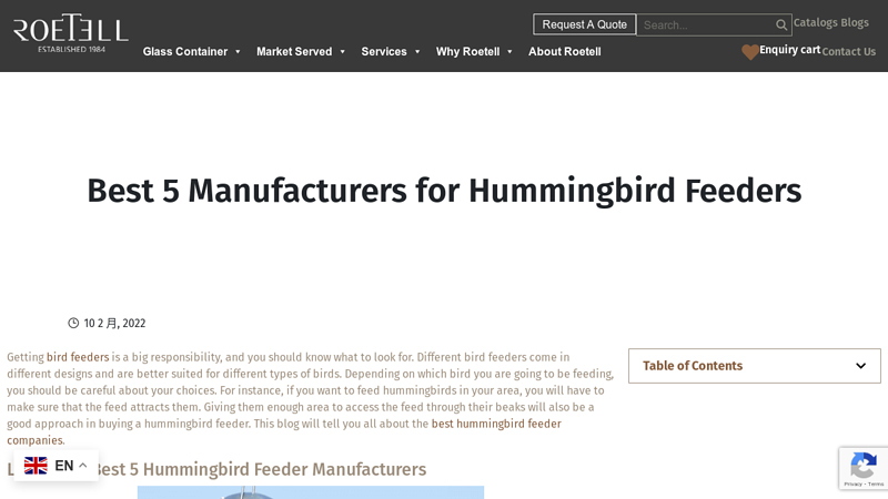Best 5 Manufacturers for Hummingbird Feeders