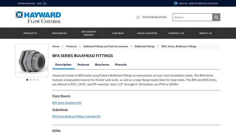 BFA Series Bulkhead Fittings
