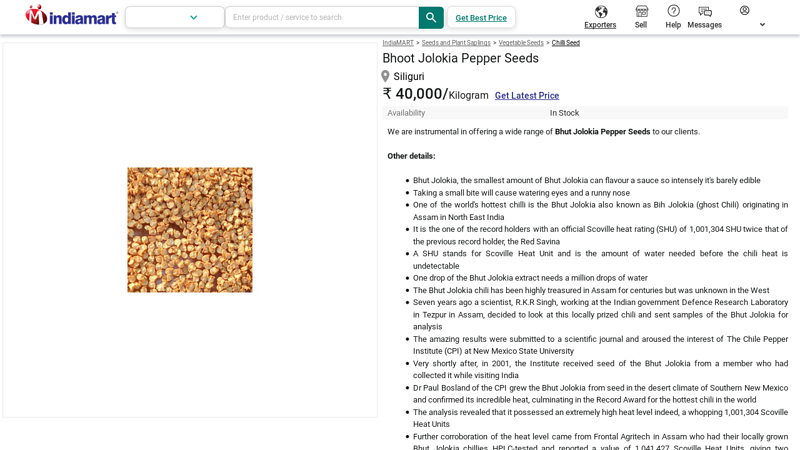 Bhoot Jolokia Pepper Seeds