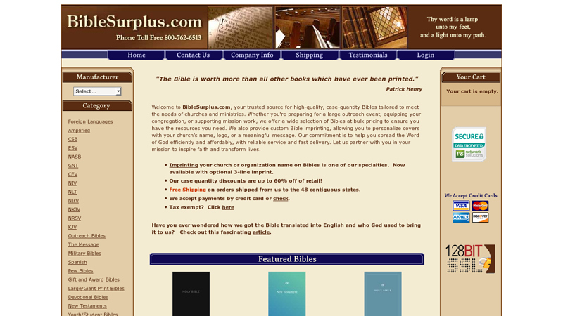 BibleSurplus.com wholesale discount pew bulk bibles