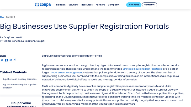 Big Businesses Use Supplier Registration Portals