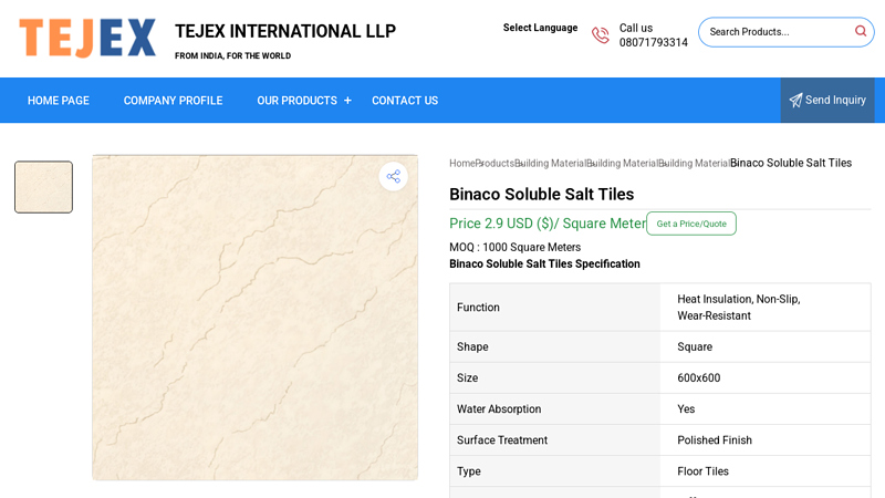 Binaco Soluble Salt Tiles