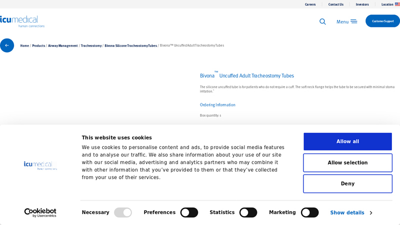 Bivona™ Uncuffed Adult Tracheostomy Tubes