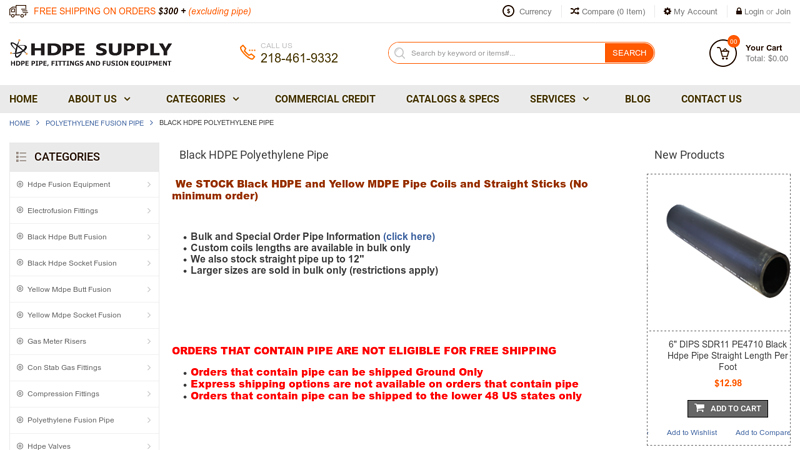 Black HDPE Polyethylene Pipe