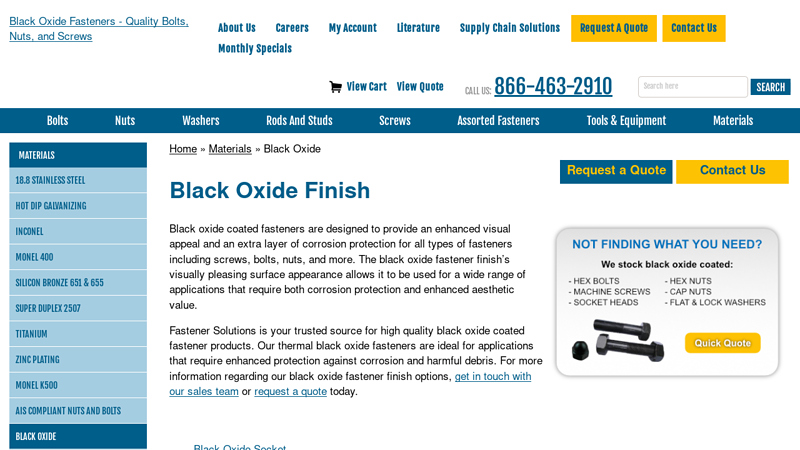 Black Oxide Fasteners