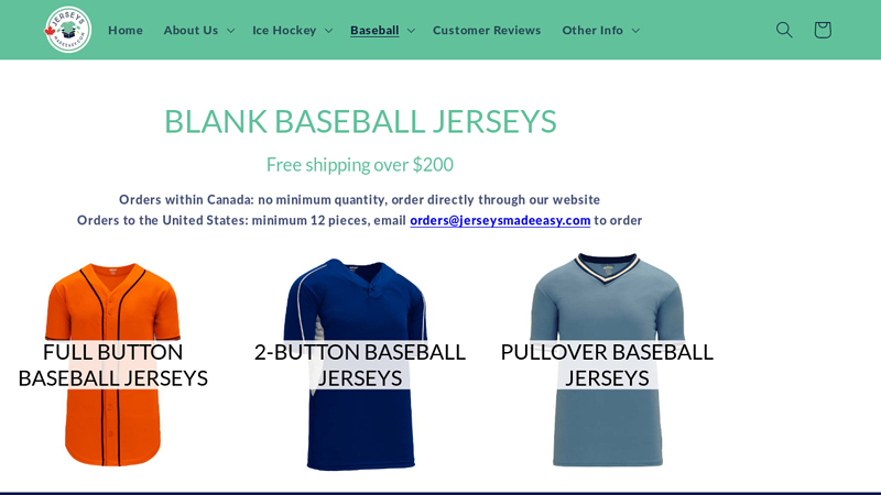 Blank Baseball Jerseys