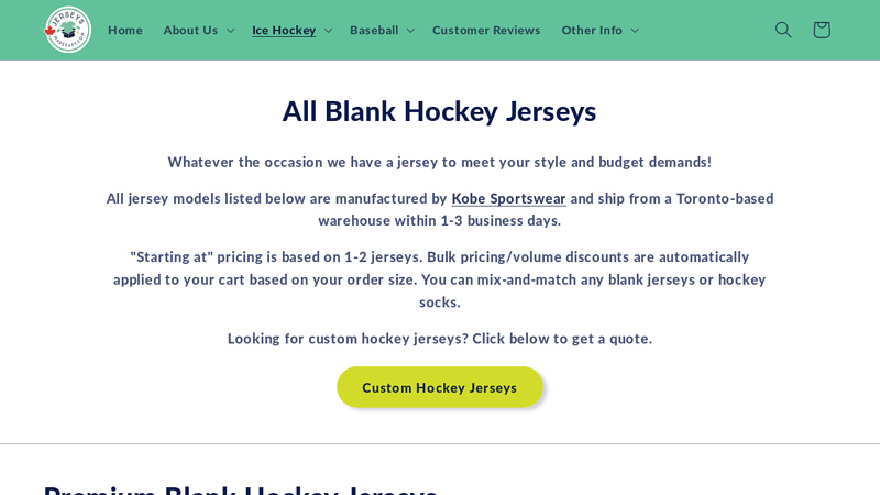 Blank Hockey Jerseys