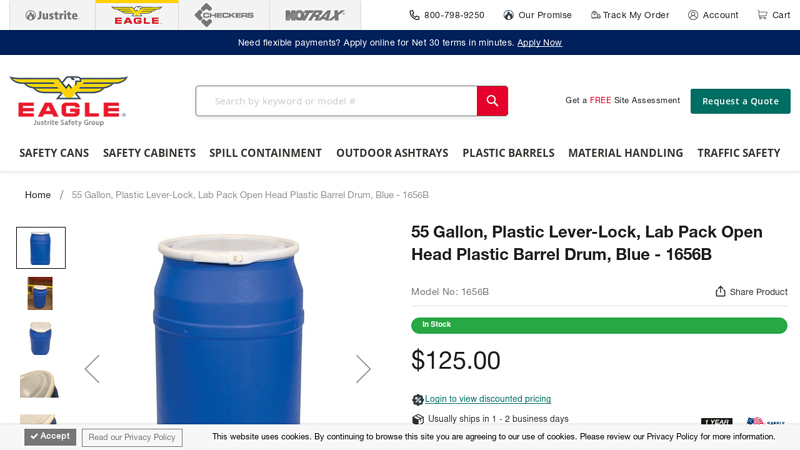 Blue 55 Gal Plastic Drum Barrel