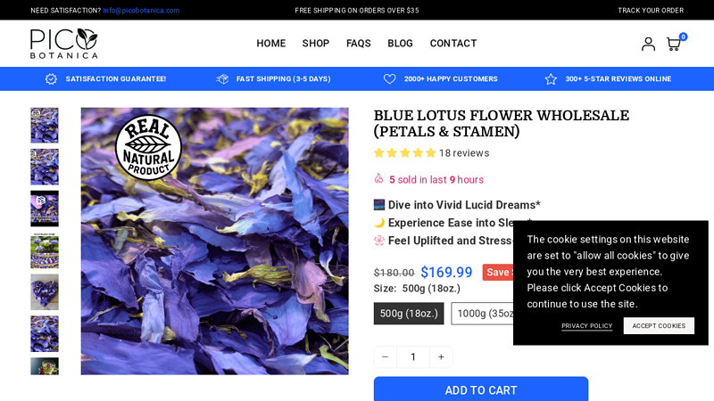 Blue Lotus Flower Petals and Stamen Wholesale