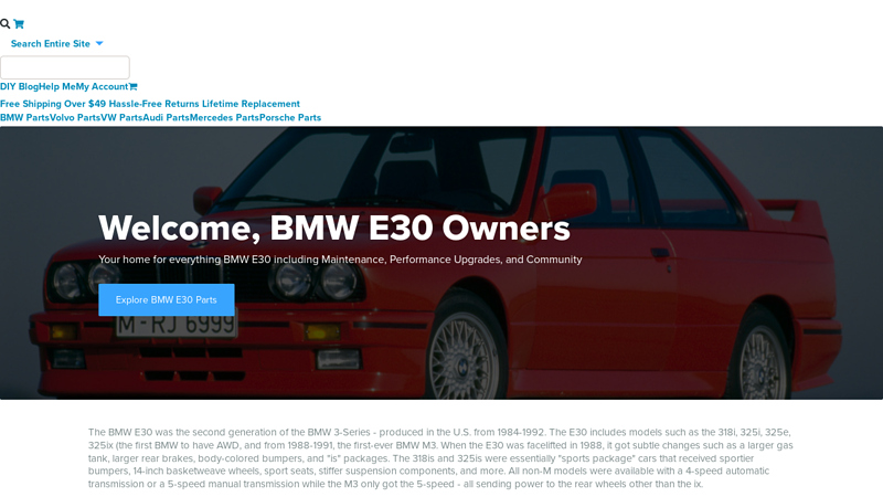 BMW E30 Landing Page
