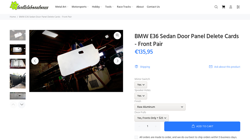 BMW E36 Sedan Door Panel Delete Cards