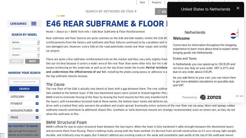 BMW E46 Rear Subframe Reinforcement