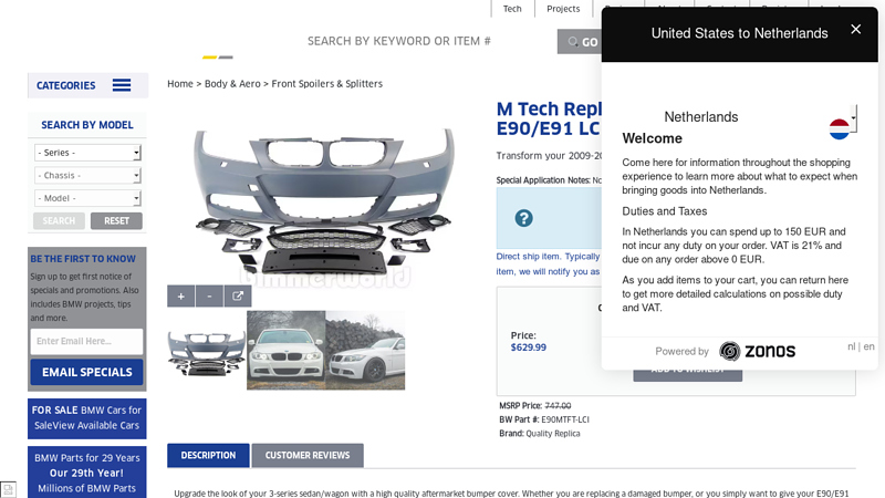 BMW M Tech Replica Front Bumper Kit