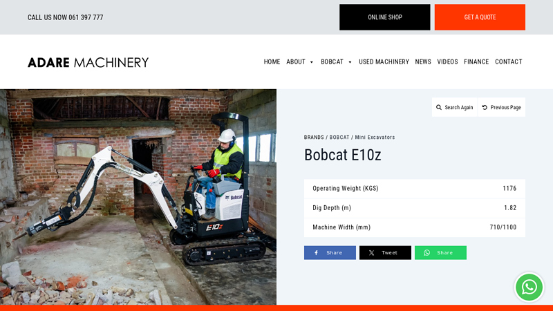 Bobcat E10 Micro Digger