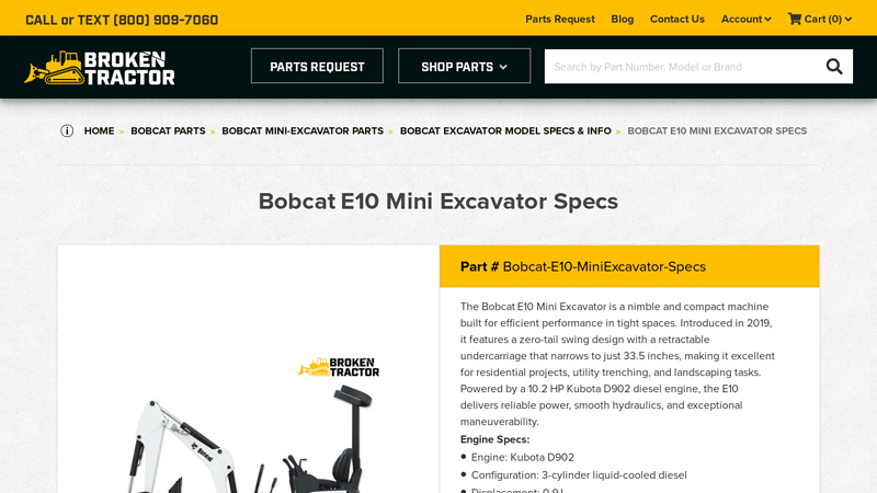 Bobcat E10 Mini Excavator
