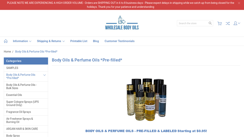 Body Oils & Perfume Oils *Pre