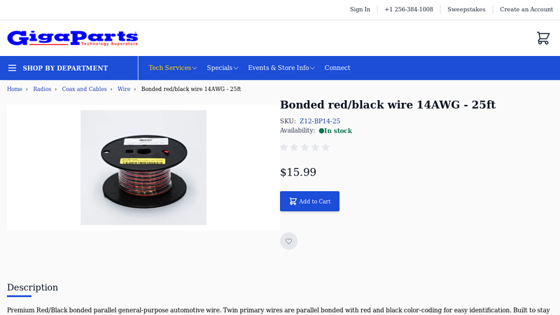 Bonded red/black wire 14AWG