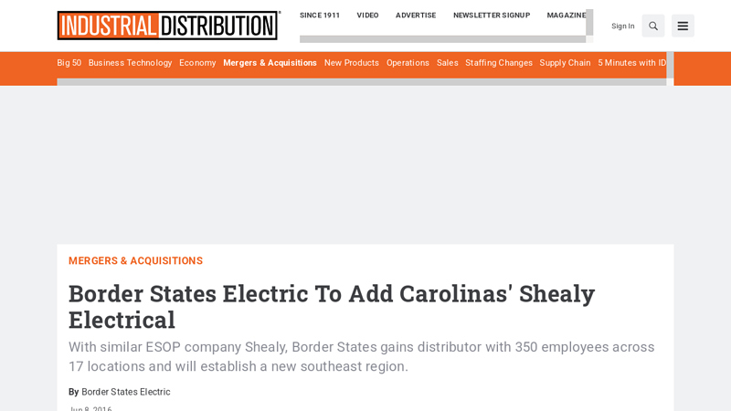 Border States Electric To Add Carolinas' Shealy Electrical