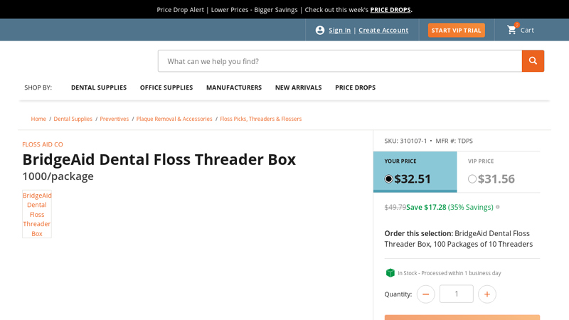 BridgeAid Dental Floss Threader Box