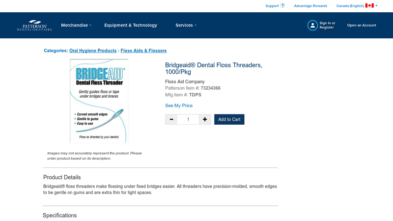 Bridgeaid® Dental Floss Threaders, 1000/Pkg