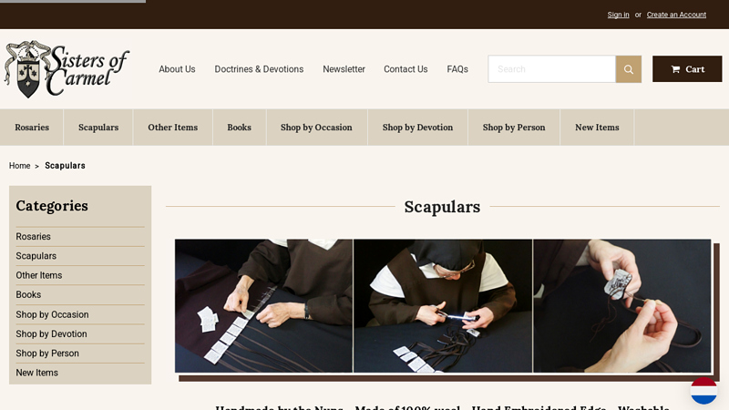 Brown Scapulars of Our Lady of Mount Carmel