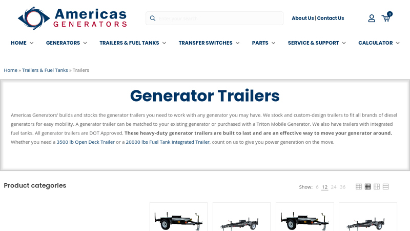 Browse Trailers for Commercial Generators