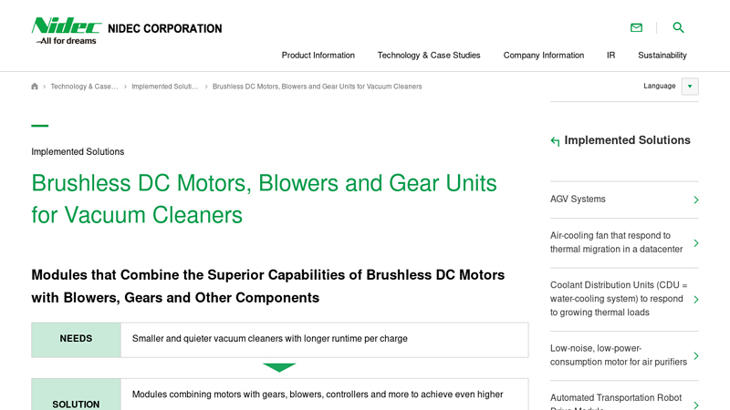 Brushless DC Motors, Blowers and Gear Units for Vacuum Cleaners