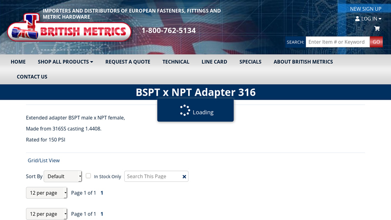 BSPT x NPT Adapter 316