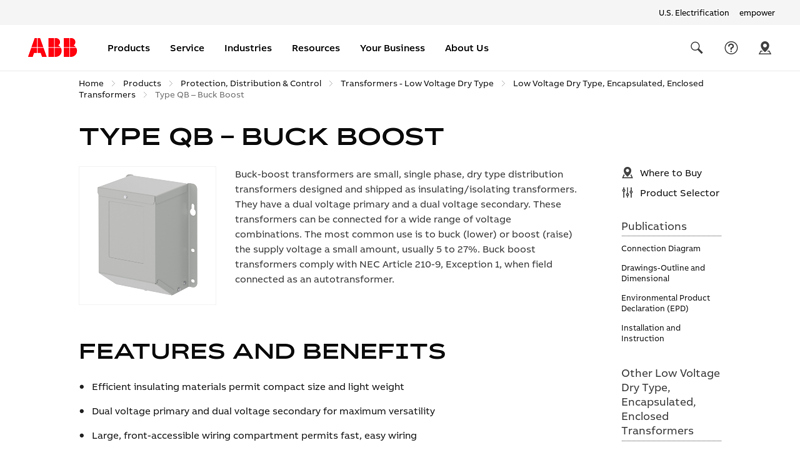 Buck Boost Transformer Type QB