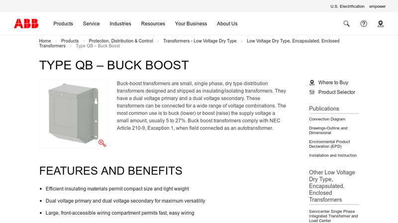 Buck Boost Transformer Type QB