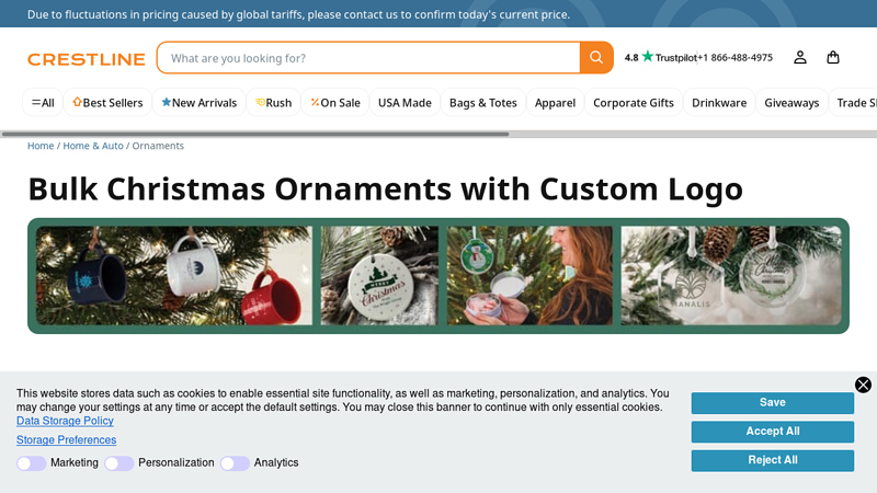 Bulk Christmas Ornaments with Custom Logo