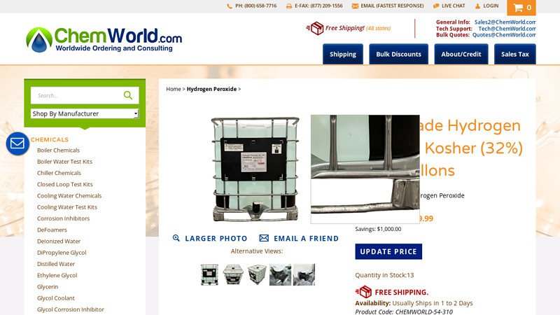 Bulk Food Grade Hydrogen Peroxide