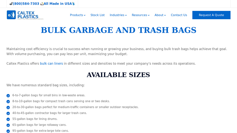 Bulk Garbage Bags & Trash Bags Wholesale Manufacturer