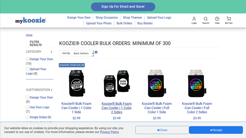 Bulk Koozie® Drink Coolers , 300+ Orders