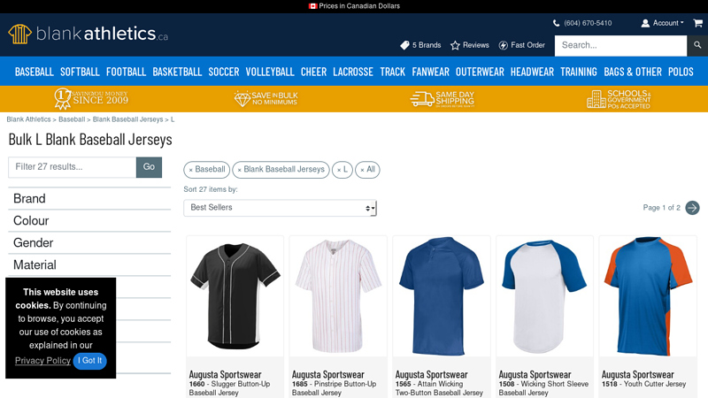 Bulk L Blank Baseball Jerseys