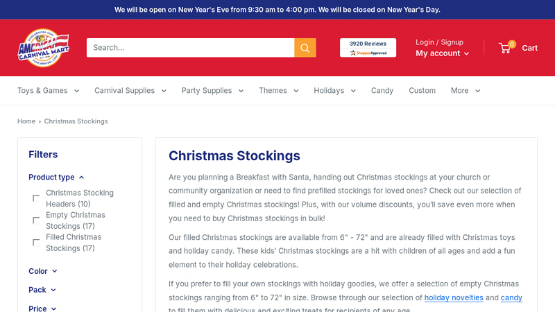 Bulk Prefilled Christmas Stockings
