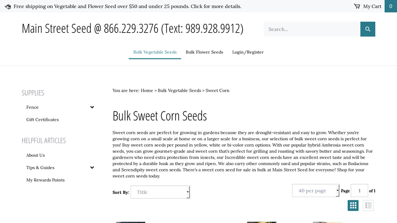 Bulk Sweet Corn Seeds