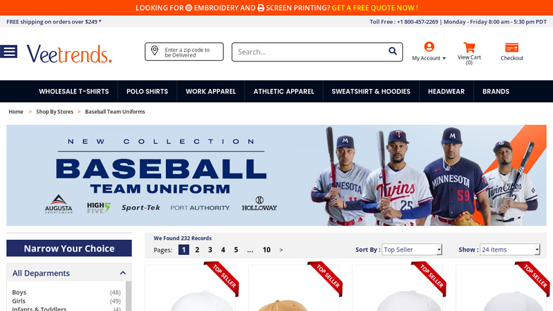 Bulk Wholesale Baseball Team Uniforms