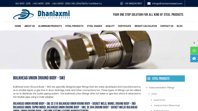 Bulkhead Union (Round Body