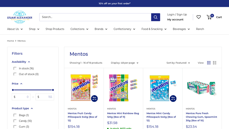 Buy bulk Mentos online