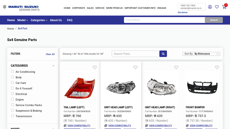 Buy Maruti SX4 Spare Parts