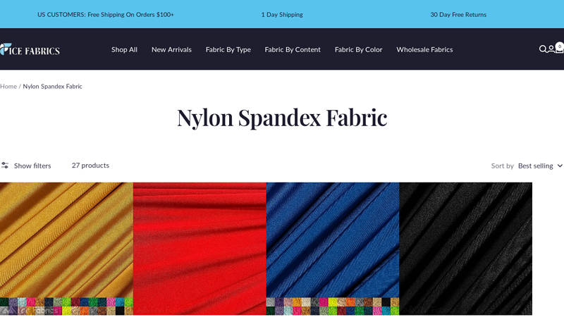 Buy Nylon Spandex Fabric by the Yard Wholesale