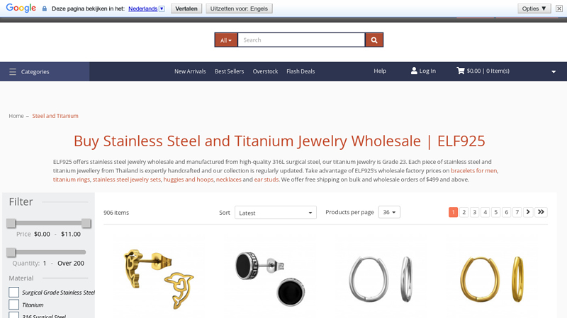 Buy Stainless Steel and Titanium Jewelry Wholesale