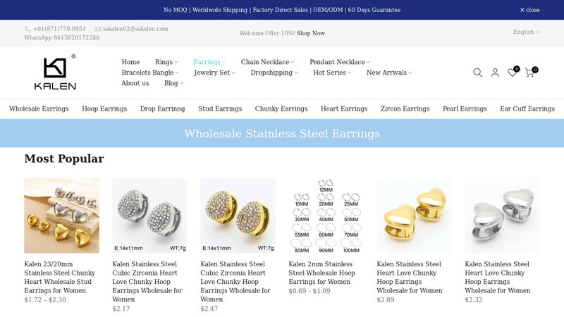 Buy Stainless Steel Earrings Bulk Wholesale