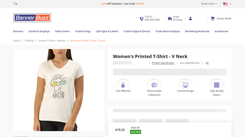 Buy Women's Printed T-Shirt - V Neck & Get 20% Off custom t-shirts