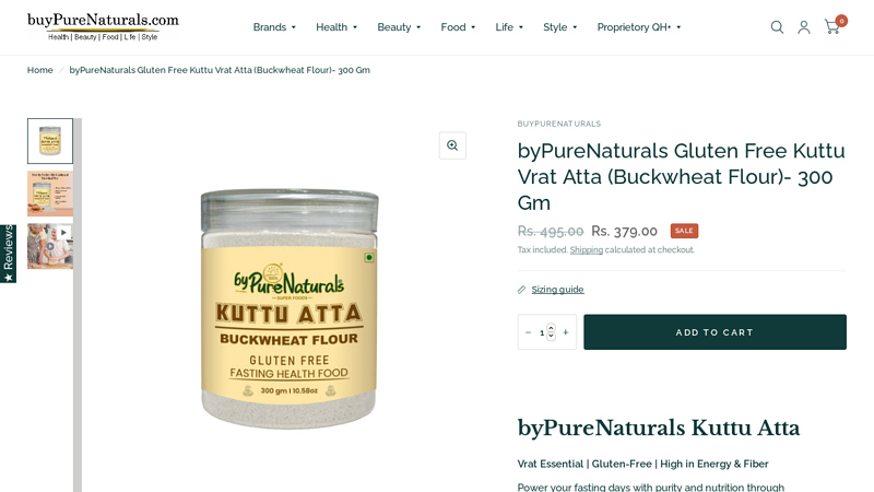 byPureNaturals Gluten Free Kuttu Vrat Atta (Buckwheat Flour)