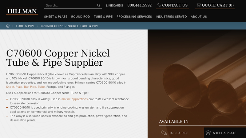C70600 Copper Nickel Tube & Pipe Supplier